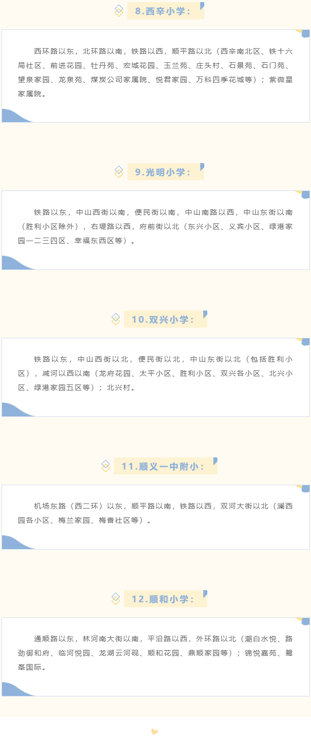 顺义各小学招生范围